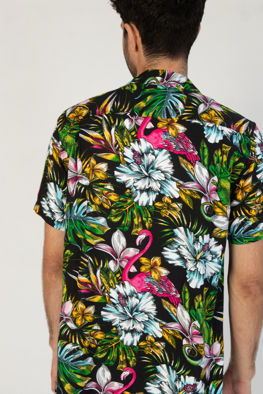 Midnight Flamingo Button Up Shirt