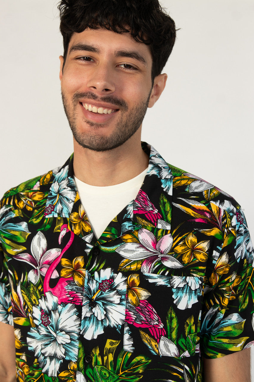 Midnight Flamingo Button Up Shirt