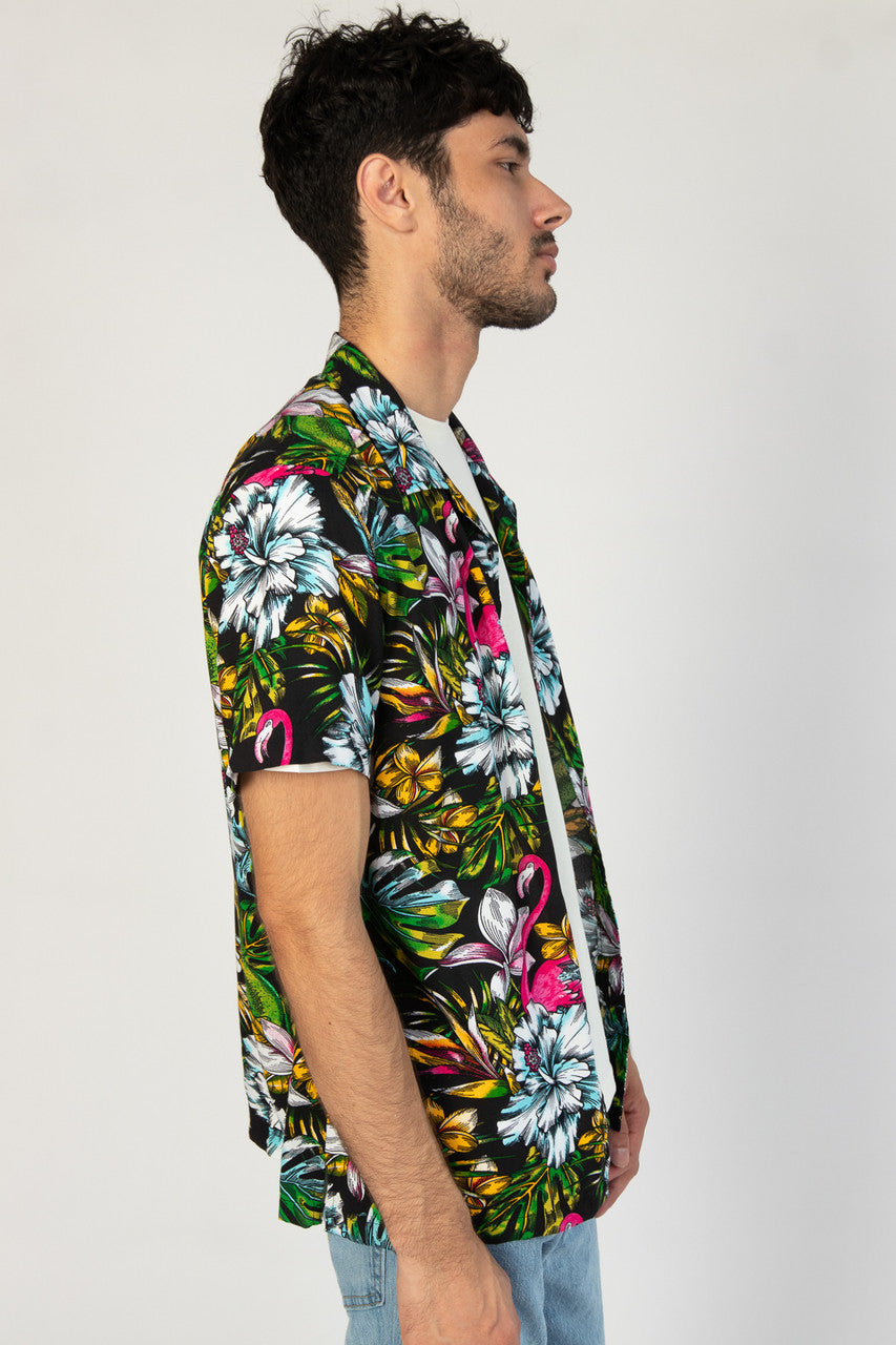 Midnight Flamingo Button Up Shirt