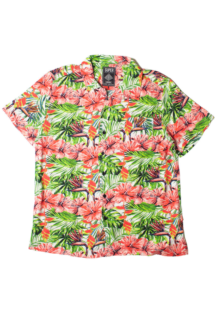 Pink Hibiscus Button Up Shirt