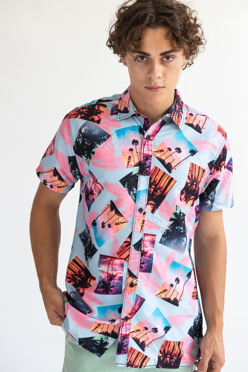 Sunset Palms Button Up Shirt
