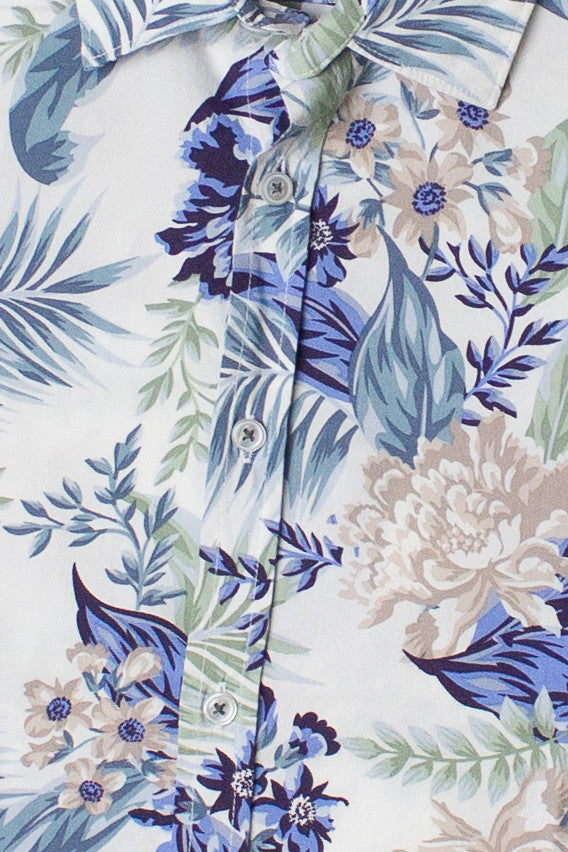 Muted Floral Palms Hawaiian Shirt