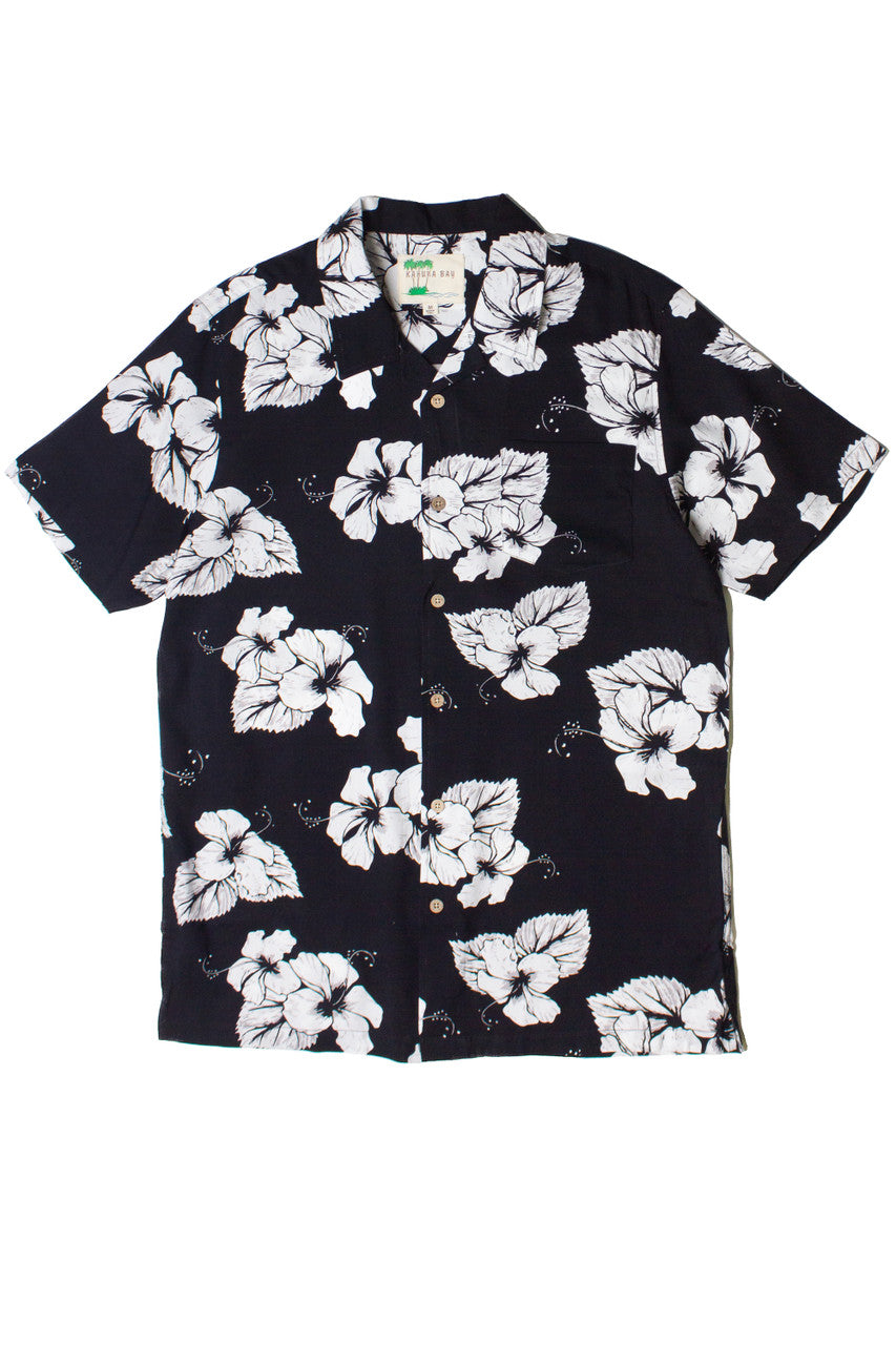 Hibiscus Black & White Hawaiian Shirt