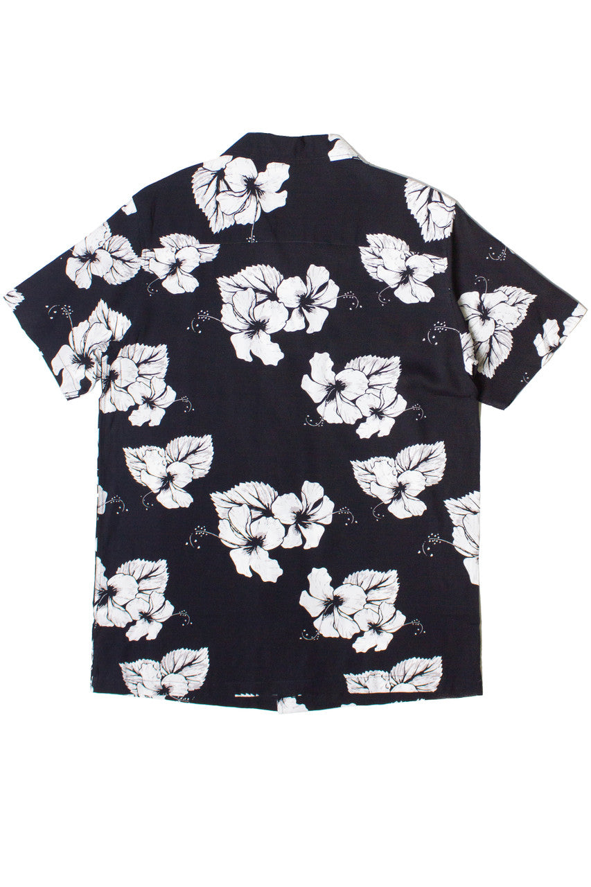 Hibiscus Black & White Hawaiian Shirt