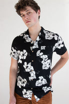 Hibiscus Black & White Hawaiian Shirt
