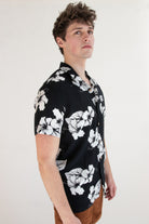 Hibiscus Black & White Hawaiian Shirt