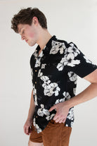 Hibiscus Black & White Hawaiian Shirt