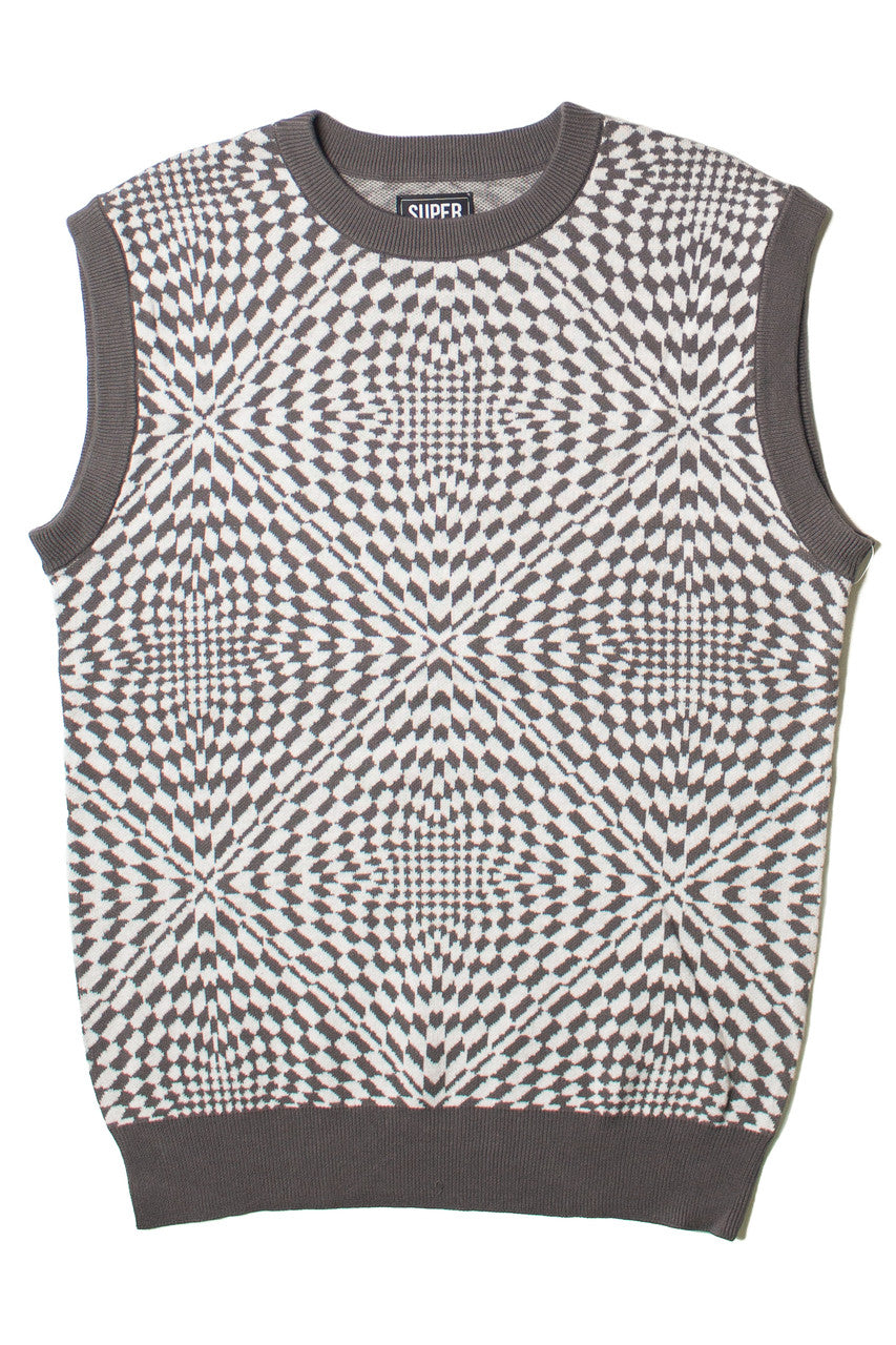 Charcoal Trippy Checker Sweater Vest