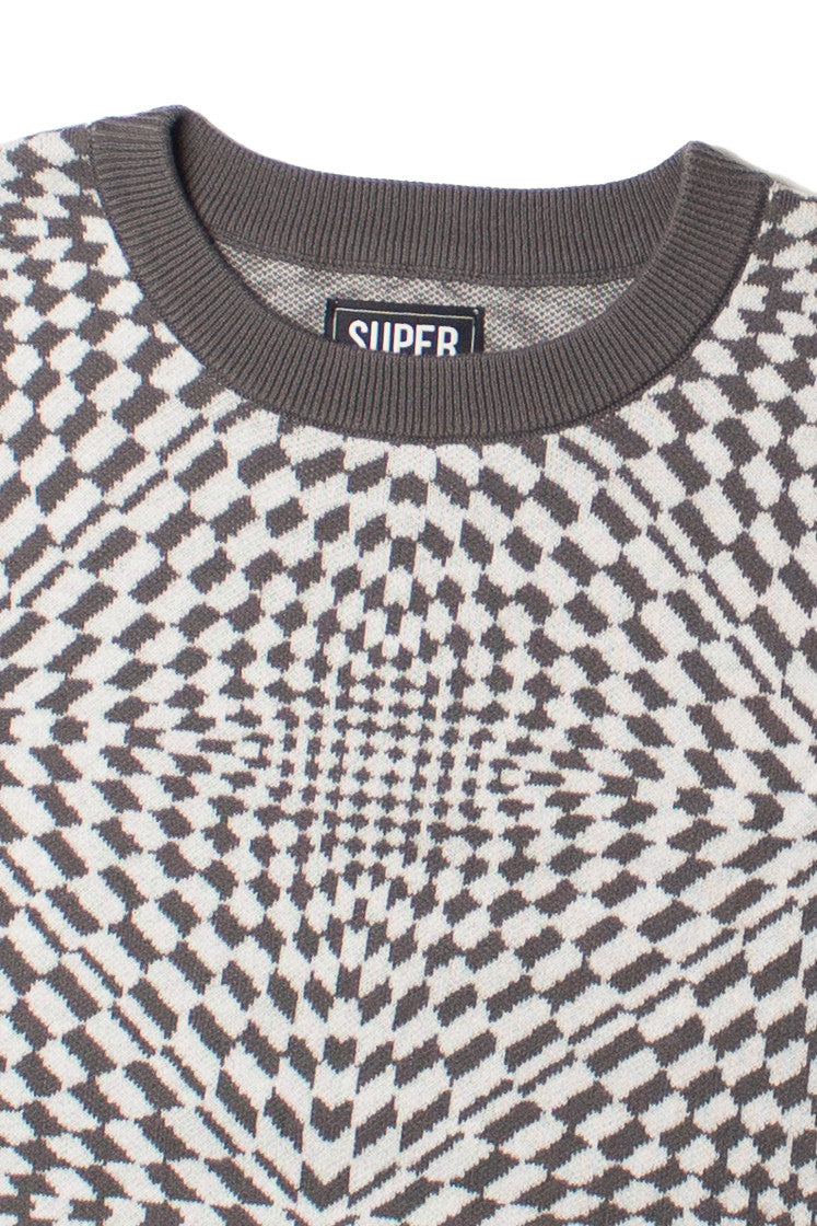 Charcoal Trippy Checker Sweater Vest