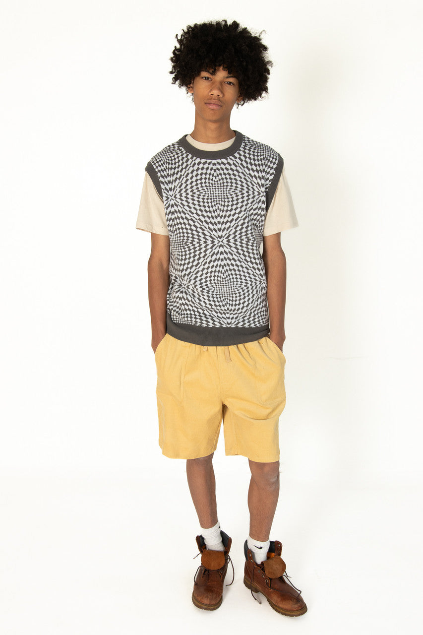 Charcoal Trippy Checker Sweater Vest