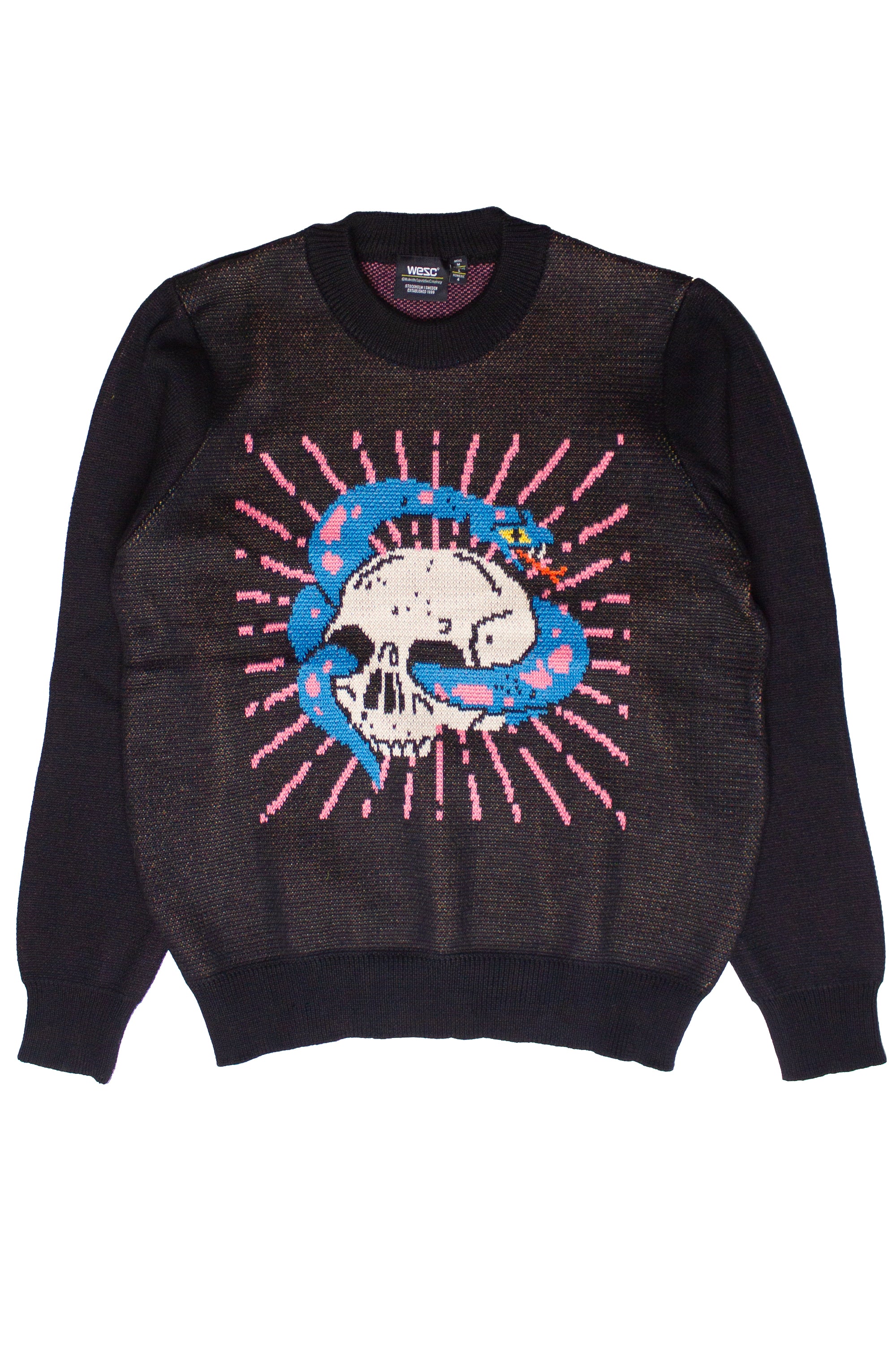 Skull Graphic Sweater - Pink/Snake