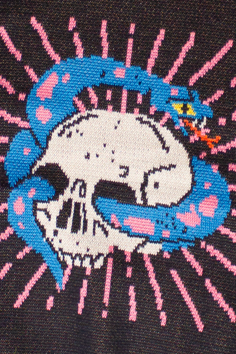 Skull Graphic Sweater - Pink/Snake