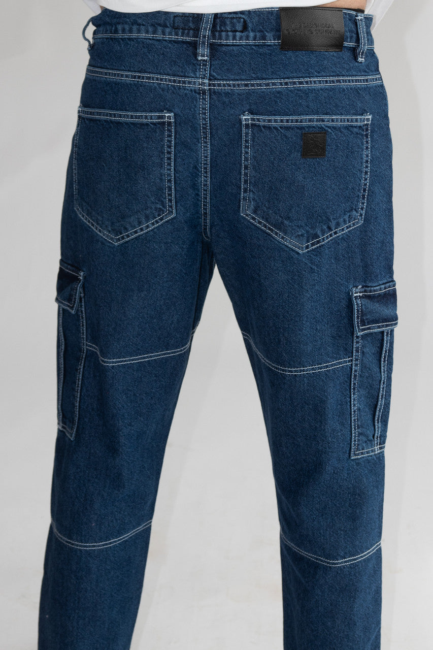Contrast Stitch Cargo Jeans