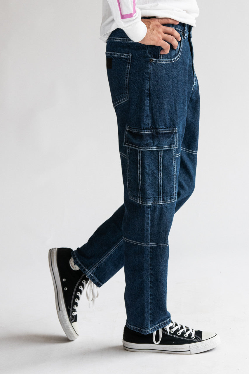 Contrast Stitch Cargo Jeans