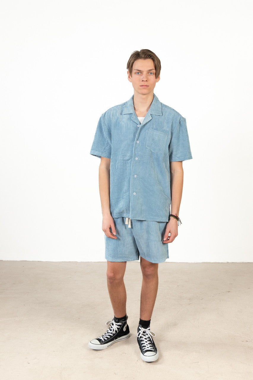 Dusty Blue Washed Corduroy Shorts