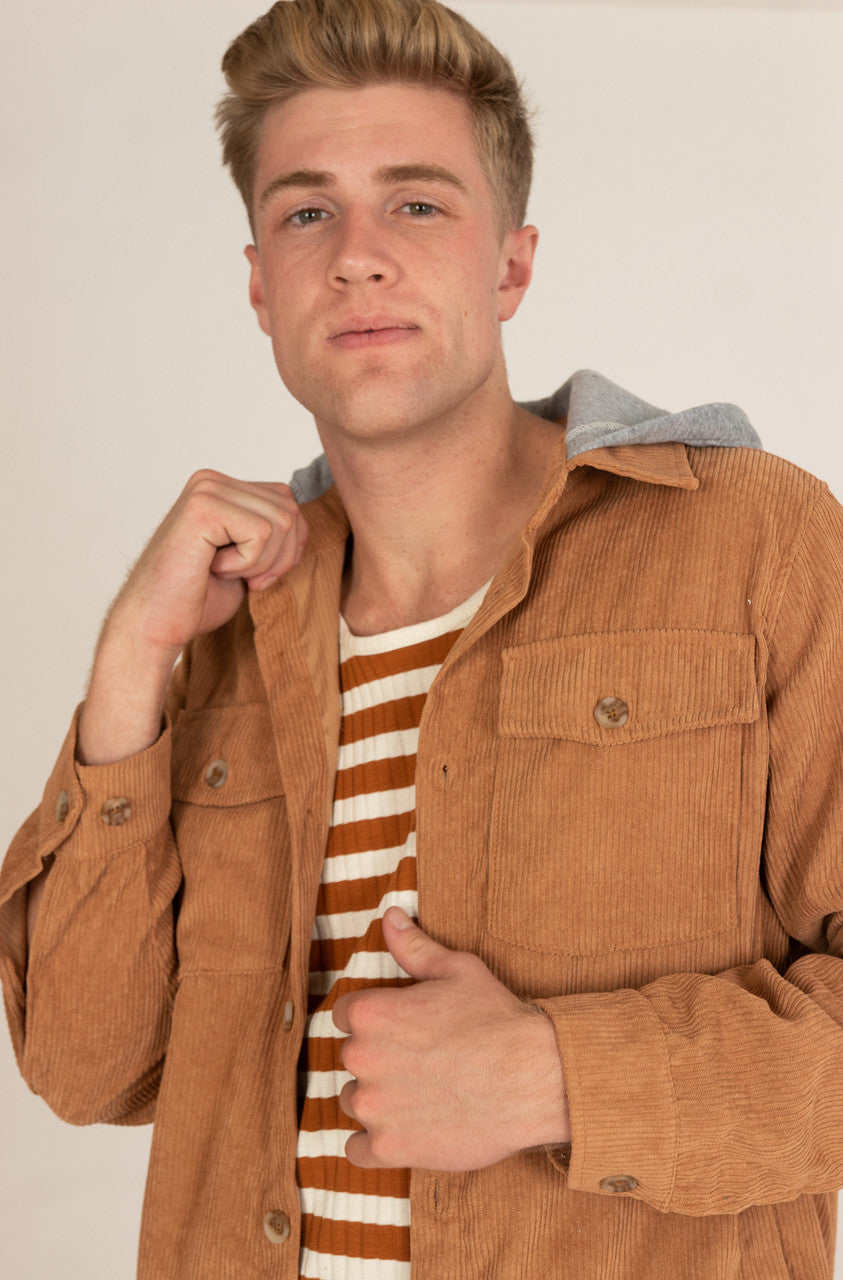 Hooded Corduroy Shacket