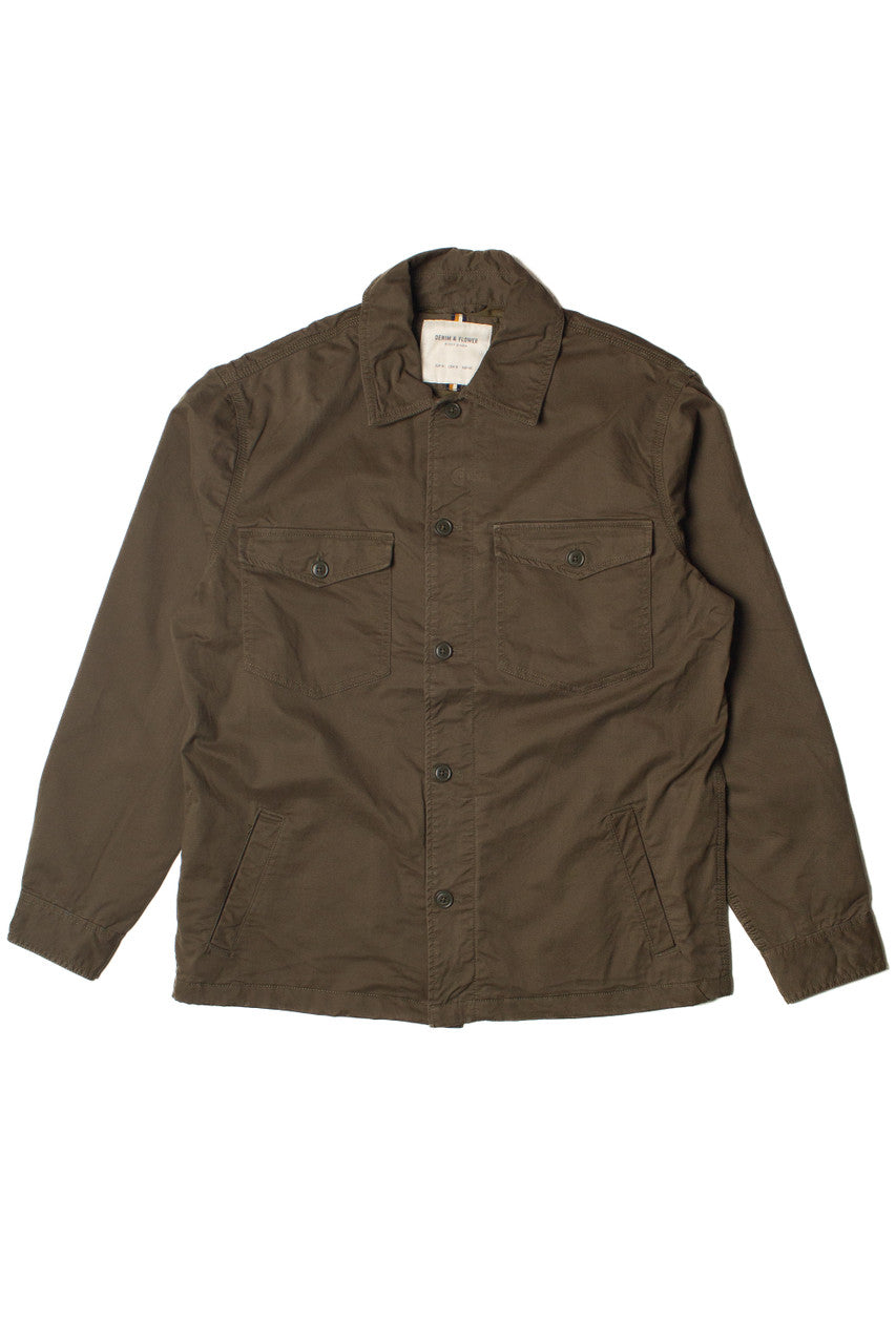 Olive Button Up Shirt Jacket