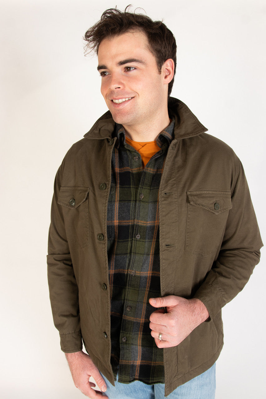Olive Button Up Shirt Jacket