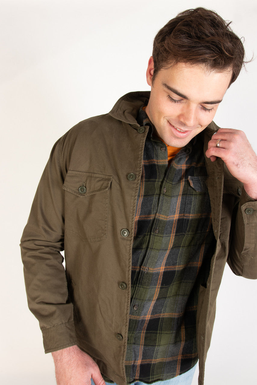 Olive Button Up Shirt Jacket