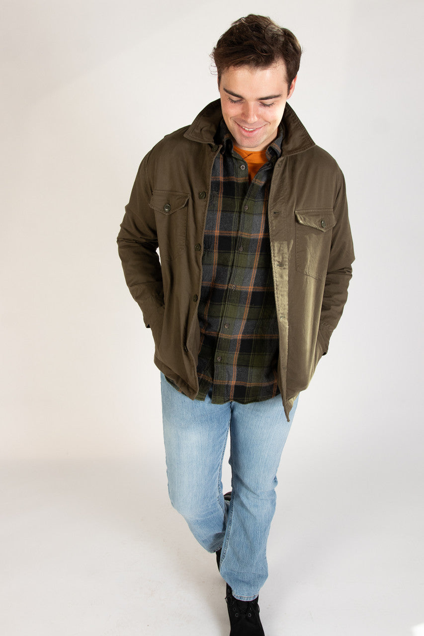 Olive Button Up Shirt Jacket