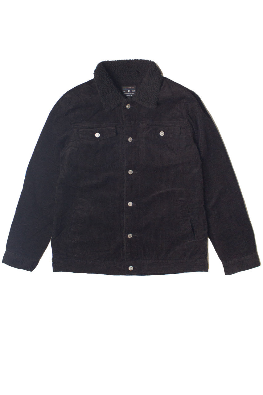 Black Sherpa Lined Corduroy Trucker Jacket
