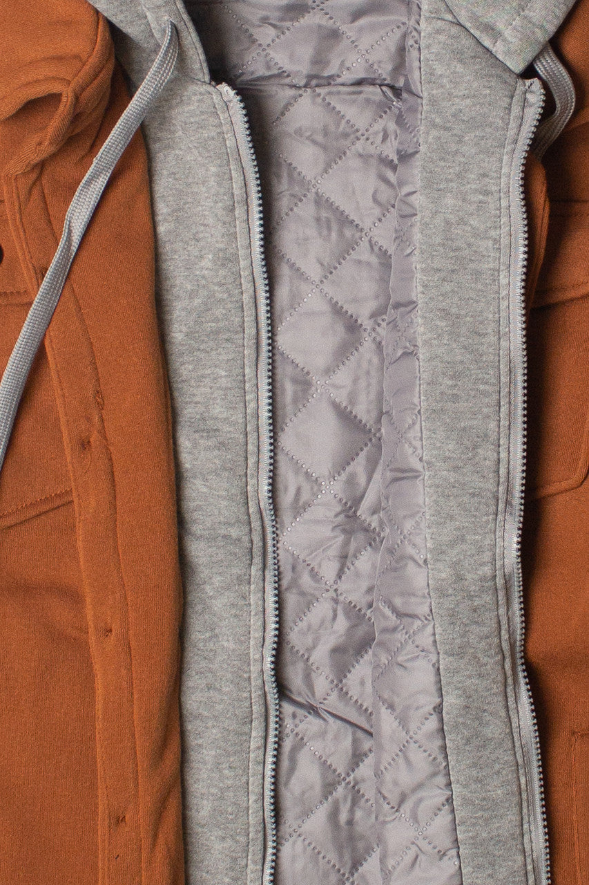 Double Layer Quilted Lining Hoodie Jacket