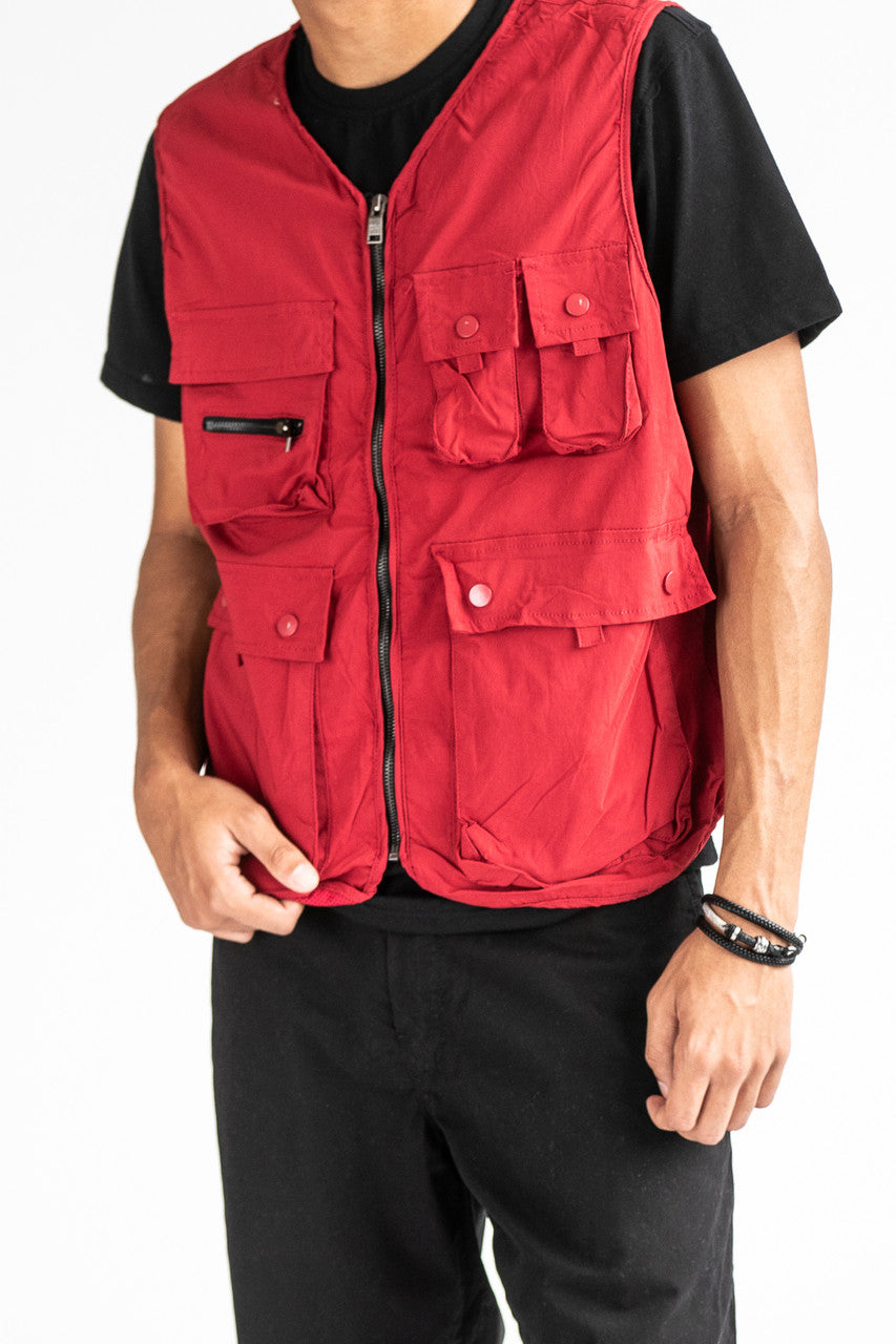 Red Cargo Vest
