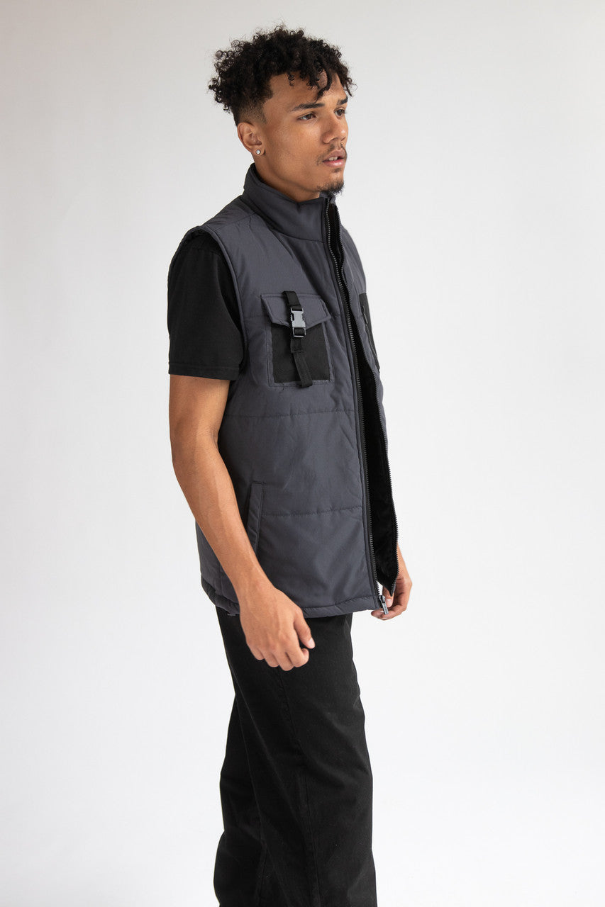 Buckle Pocket Puffer Vest