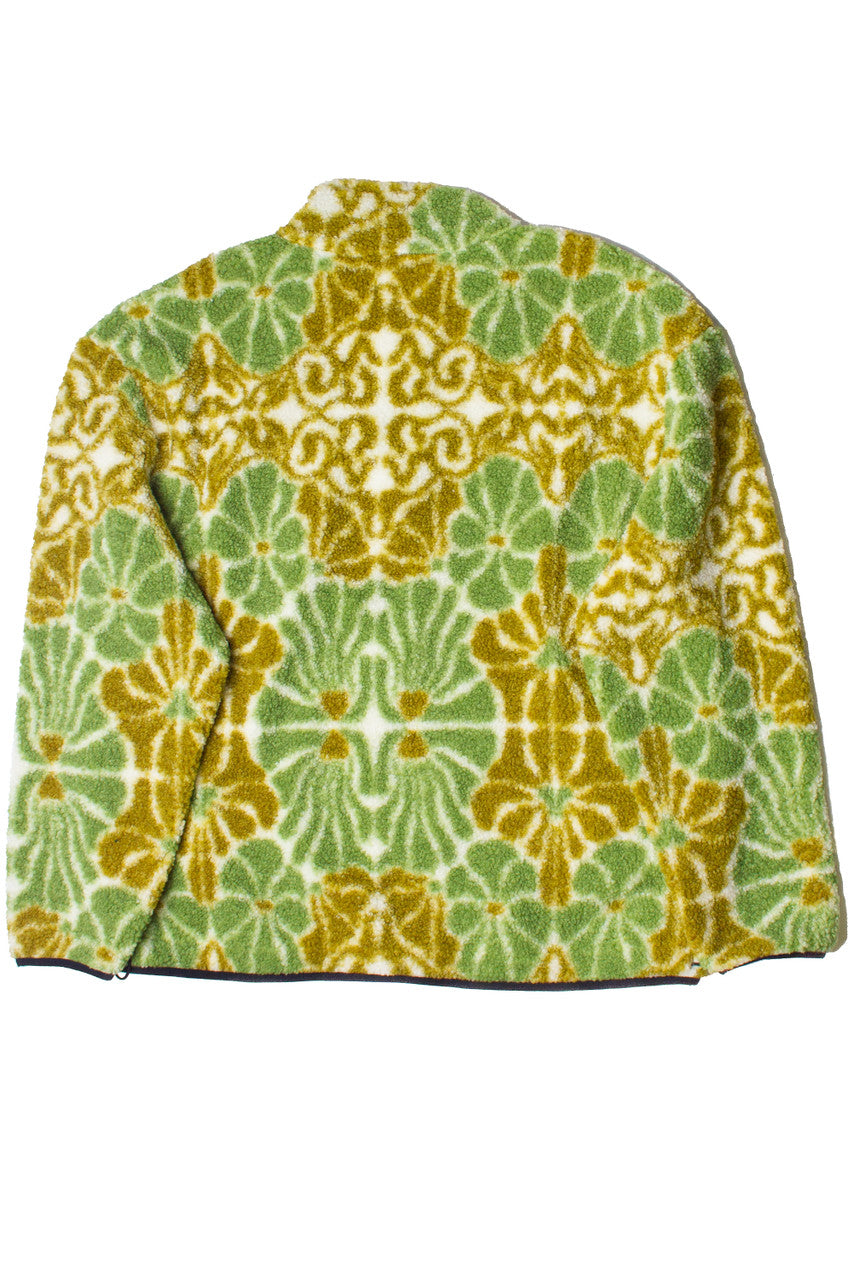 Floral Faux Sherpa Zip Up Jacket