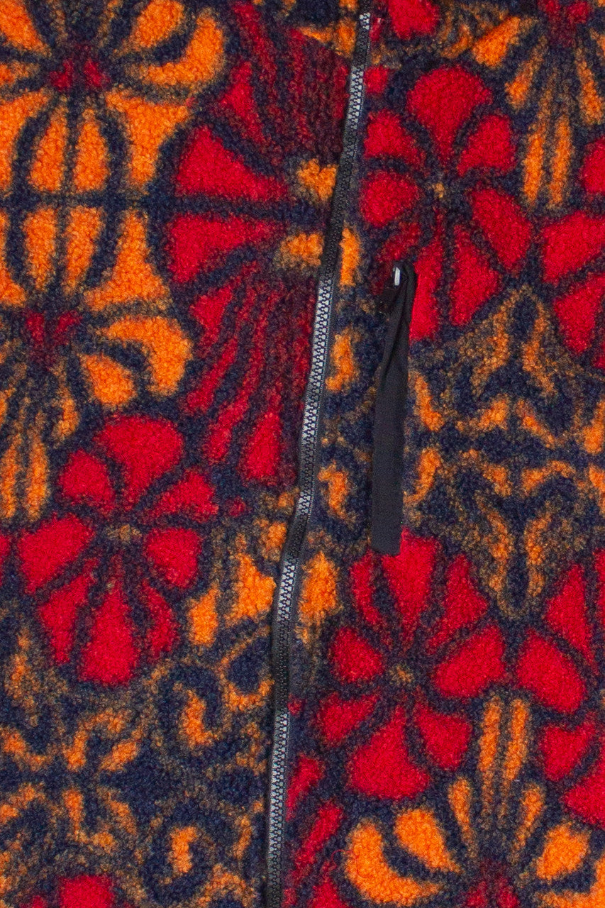 Floral Faux Sherpa Zip Up Jacket