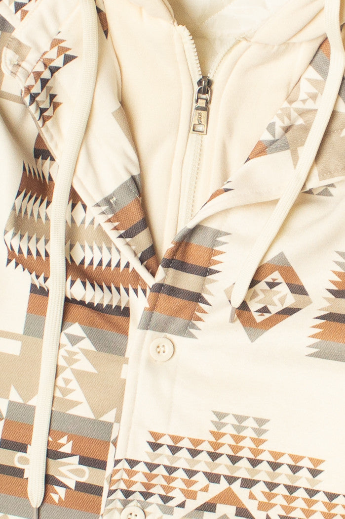 Geometric Print Layered Hoodie Shacket