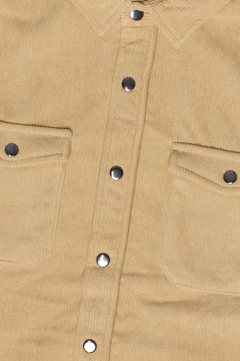 Blanket Lined Corduroy Shacket - Camel