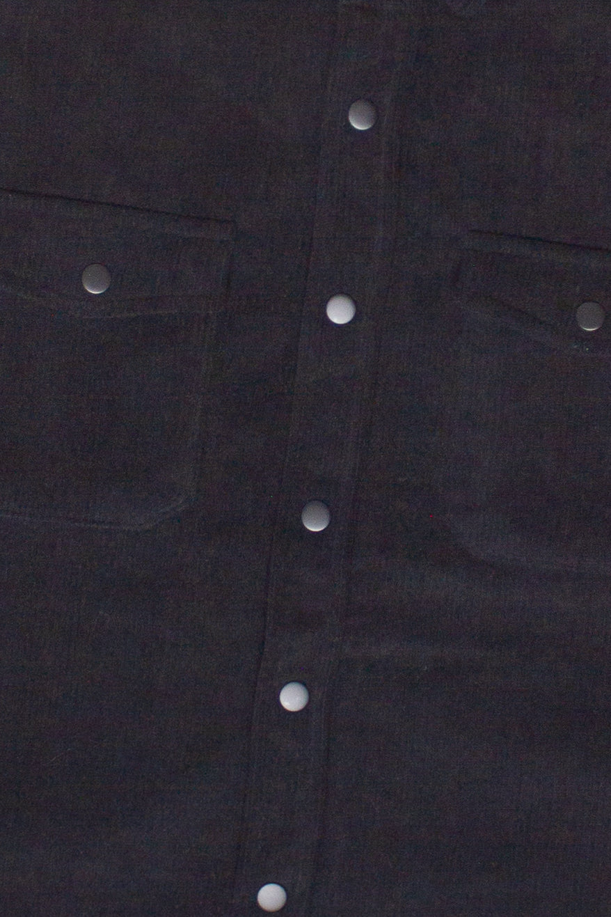 Blanket Lined Corduroy Shacket - Black