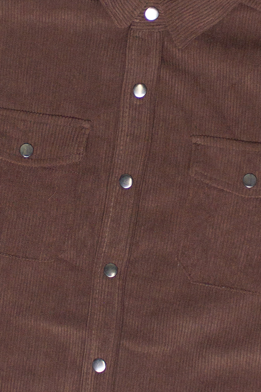 Blanket Lined Corduroy Shacket - Brown