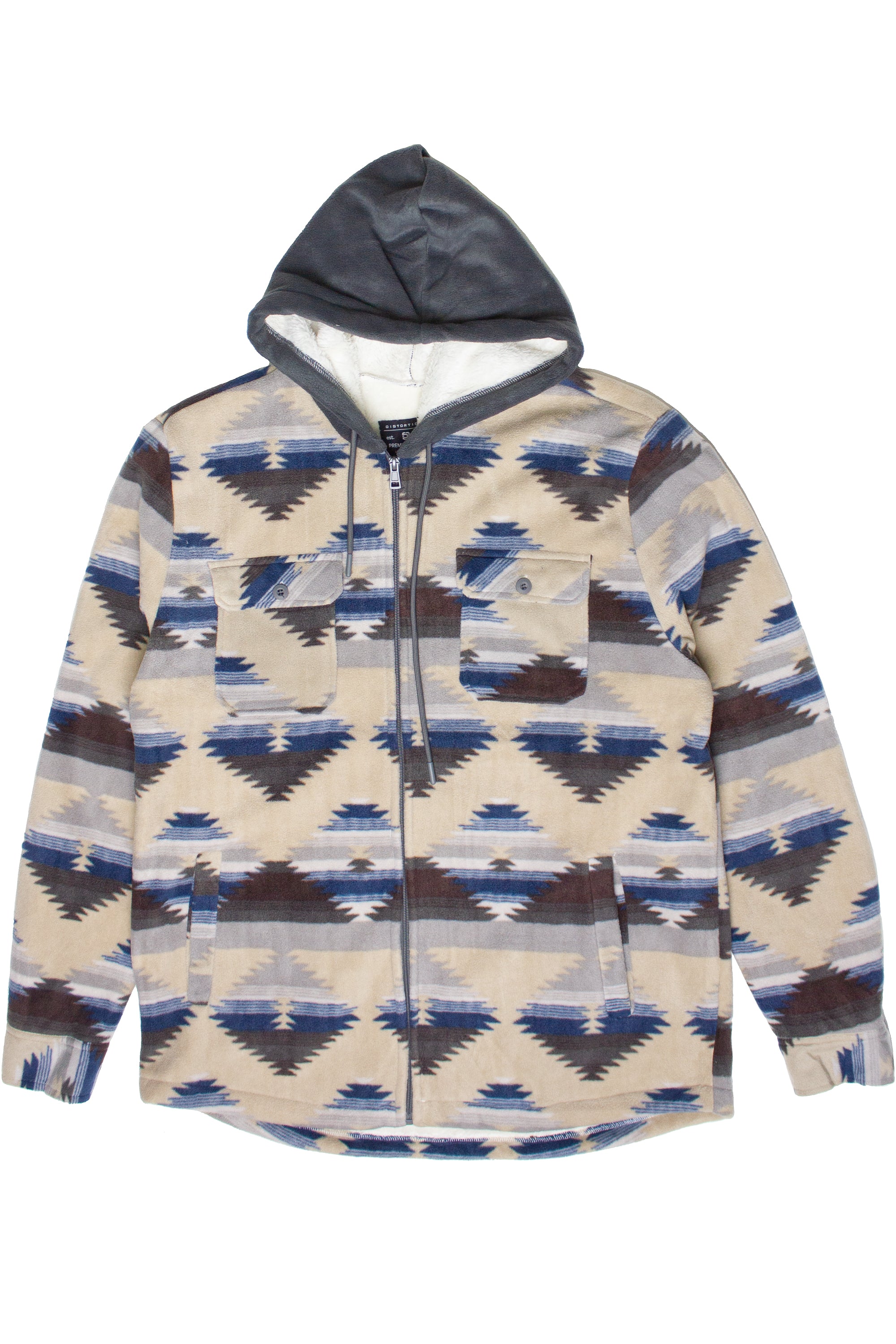 Polar Lined Fleece Hooded Shacket - Gray