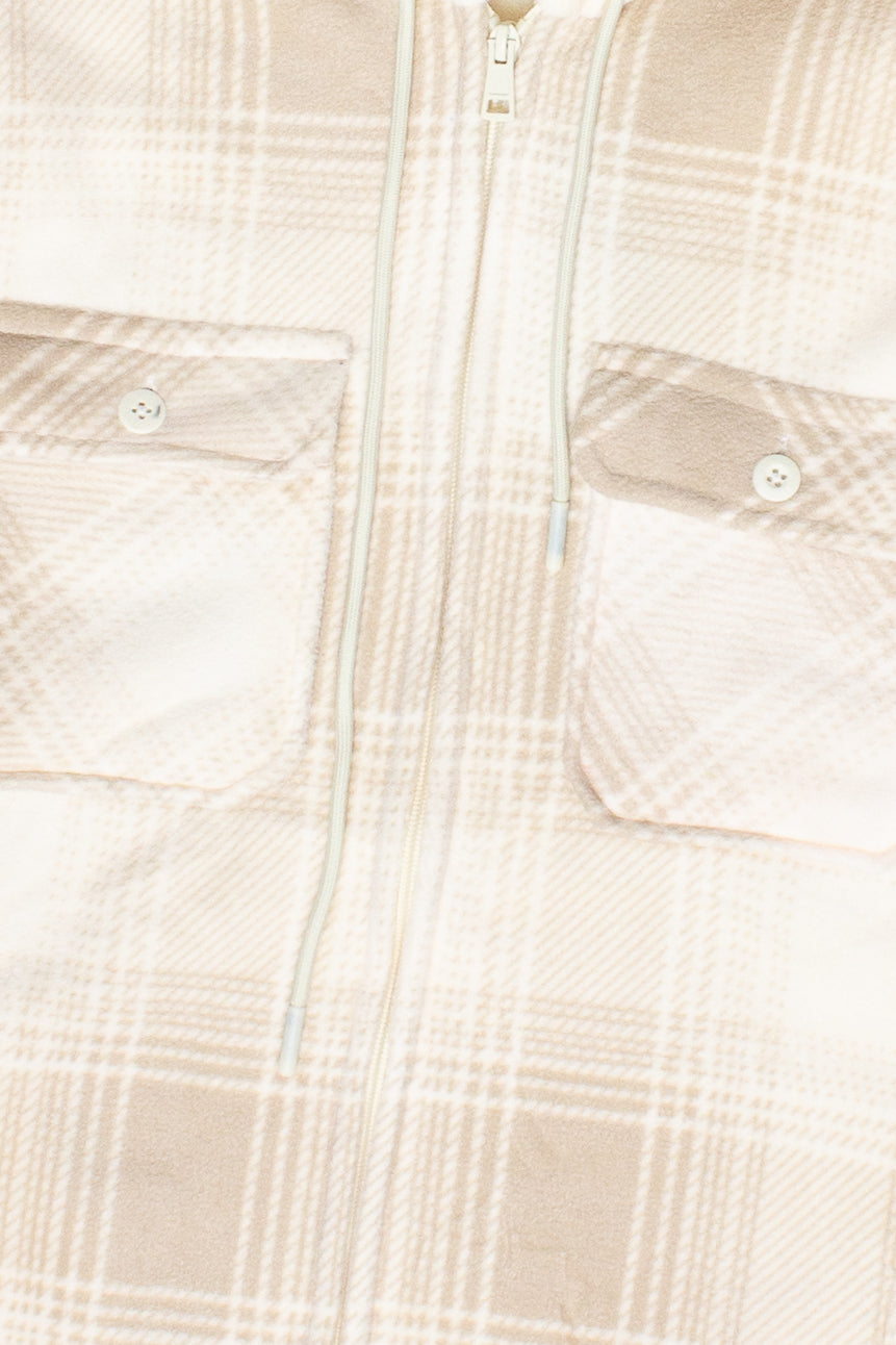 Polar Lined Fleece Hooded Shacket - Ivory