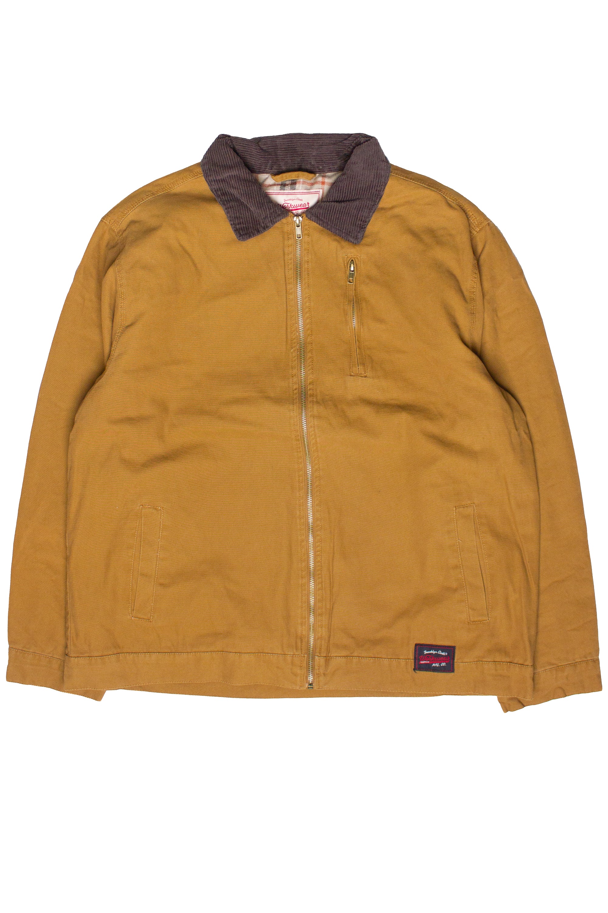 Corduroy Collar Canvas Jacket - Camel