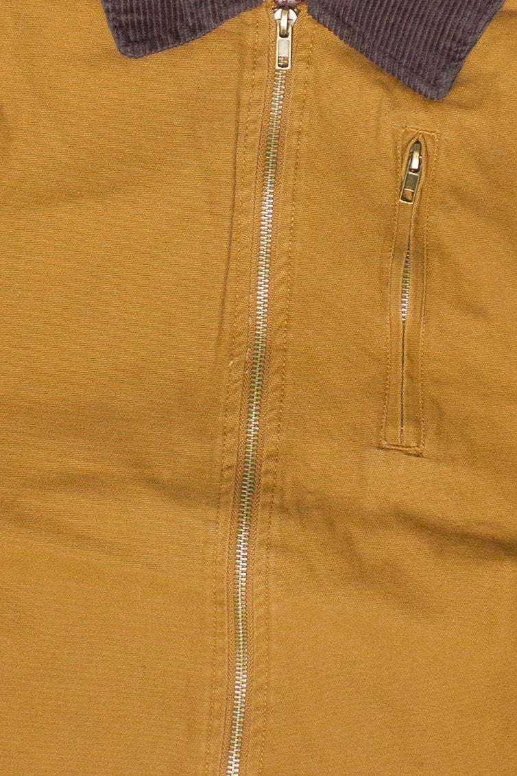 Corduroy Collar Canvas Jacket - Camel