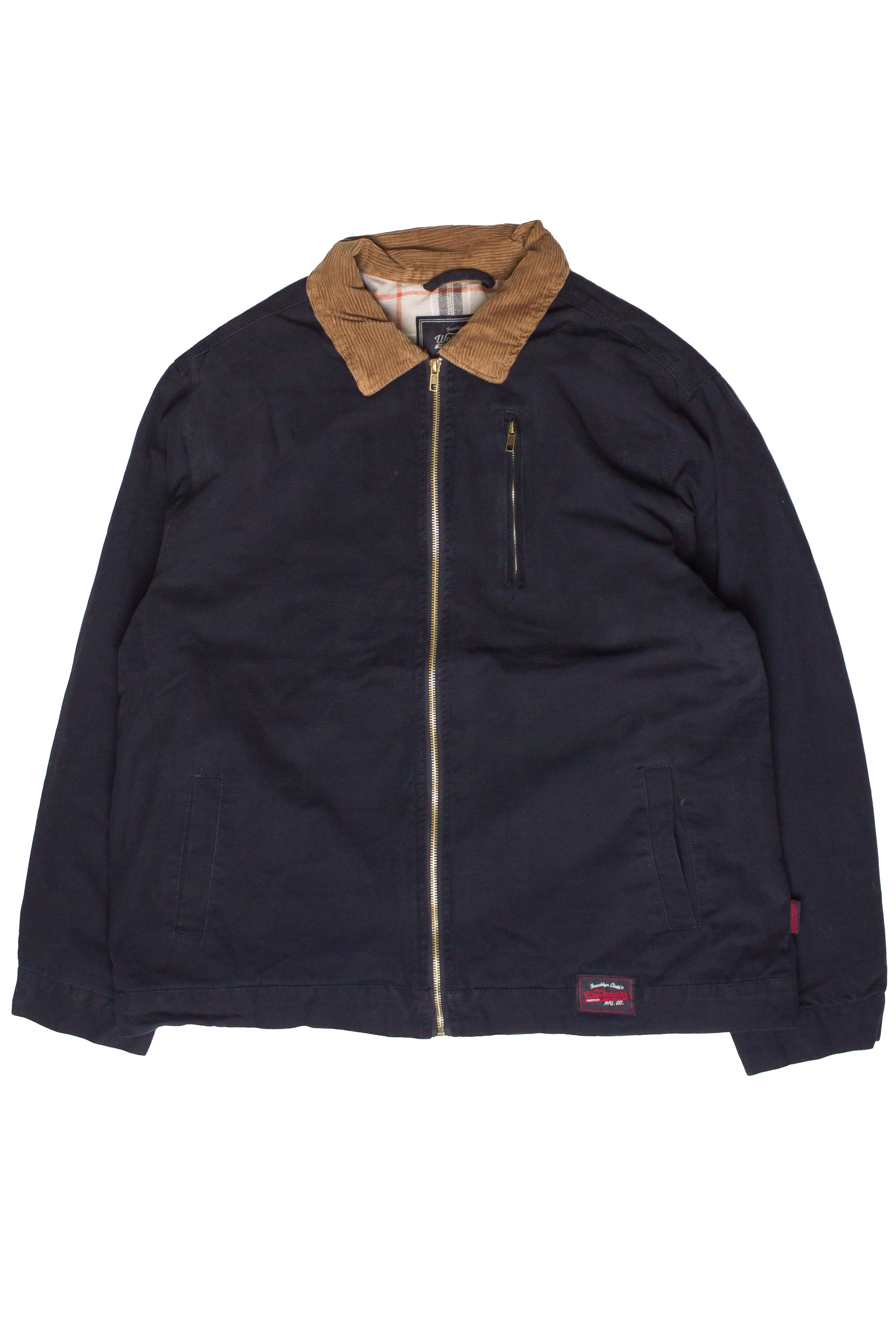 Corduroy Collar Canvas Jacket - Black