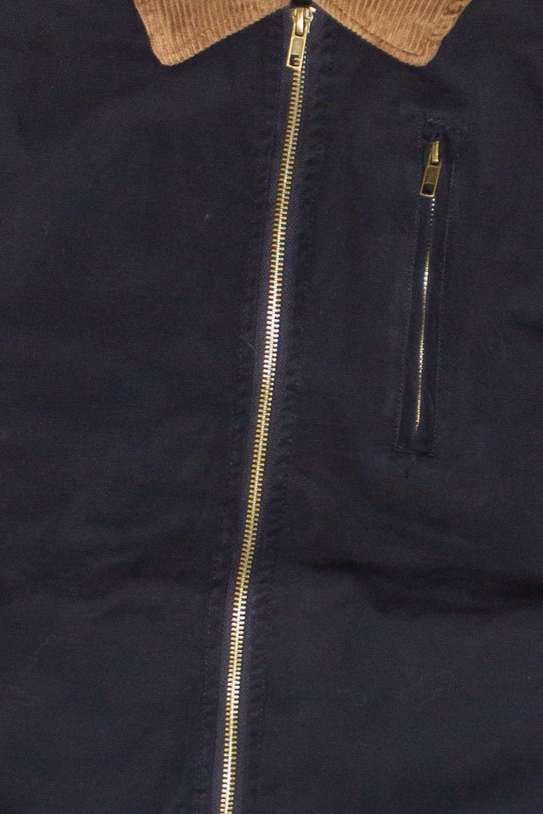 Corduroy Collar Canvas Jacket - Black