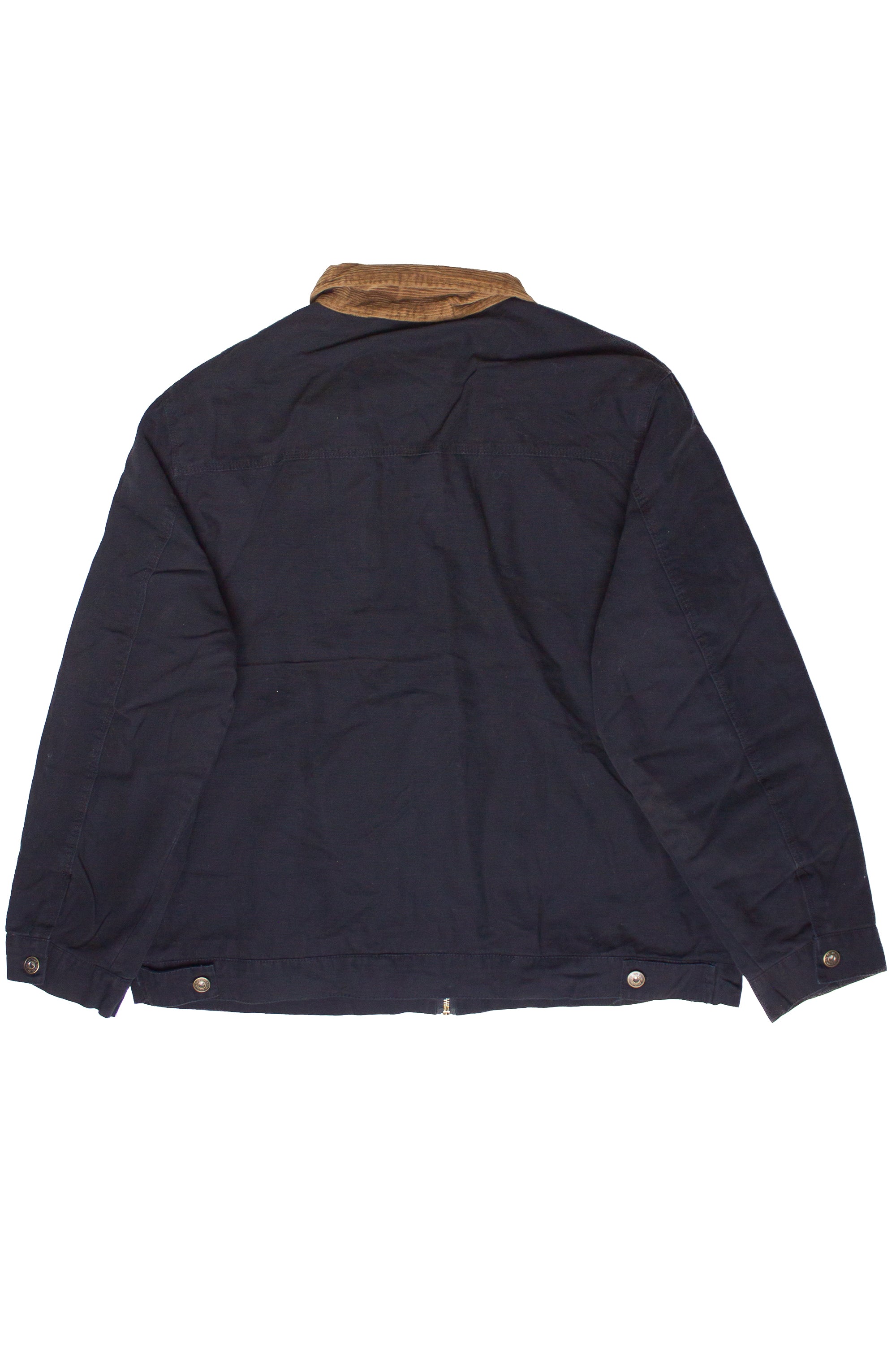 Corduroy Collar Canvas Jacket - Black