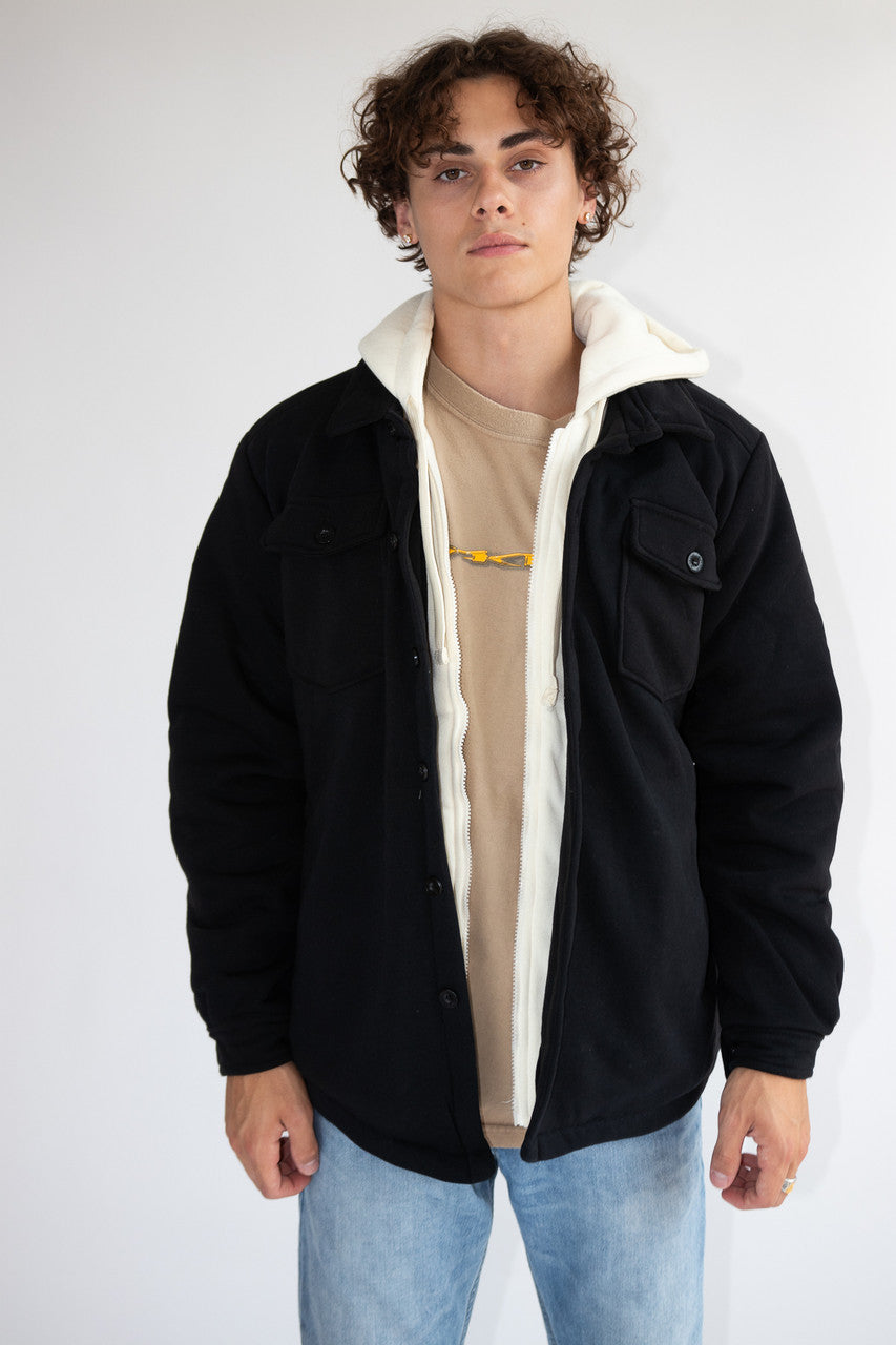 Double Layer Quilted Lining Hoodie Jacket