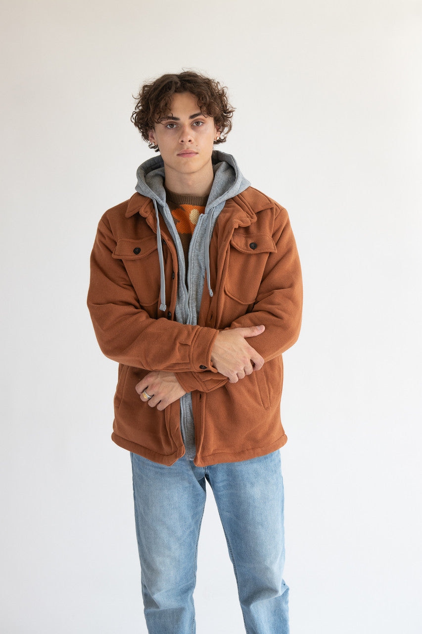 Double Layer Quilted Lining Hoodie Jacket