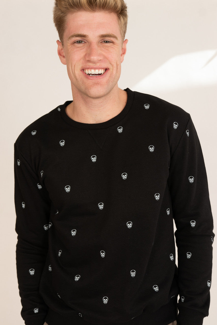 Skull Pattern Crew Sweatshirt