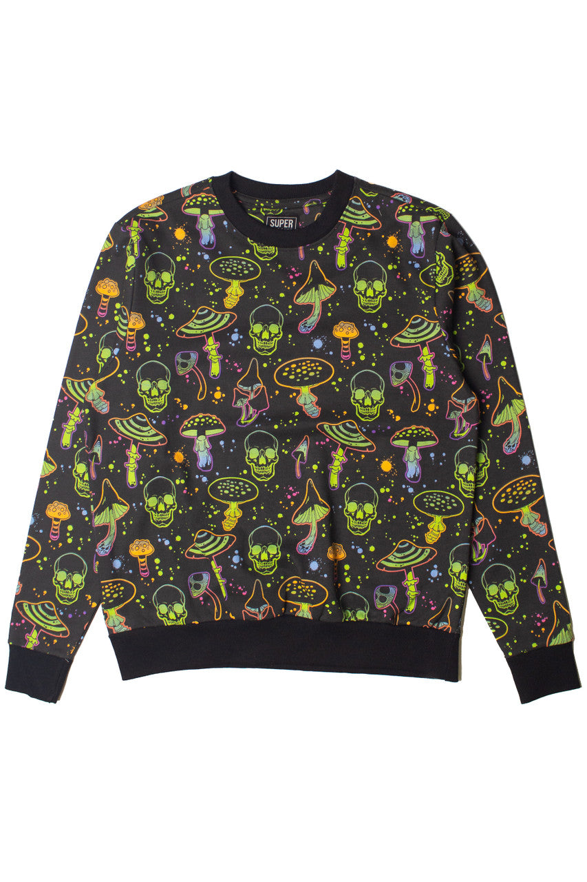Neon Mushrooms & Skulls Sweatshirt