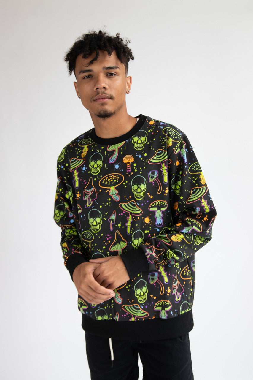 Neon Mushrooms & Skulls Sweatshirt