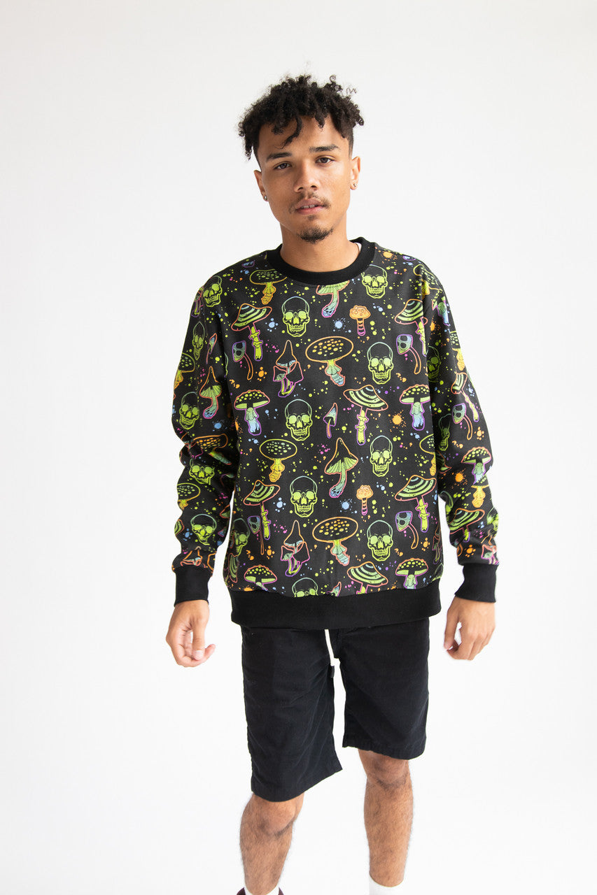 Neon Mushrooms & Skulls Sweatshirt