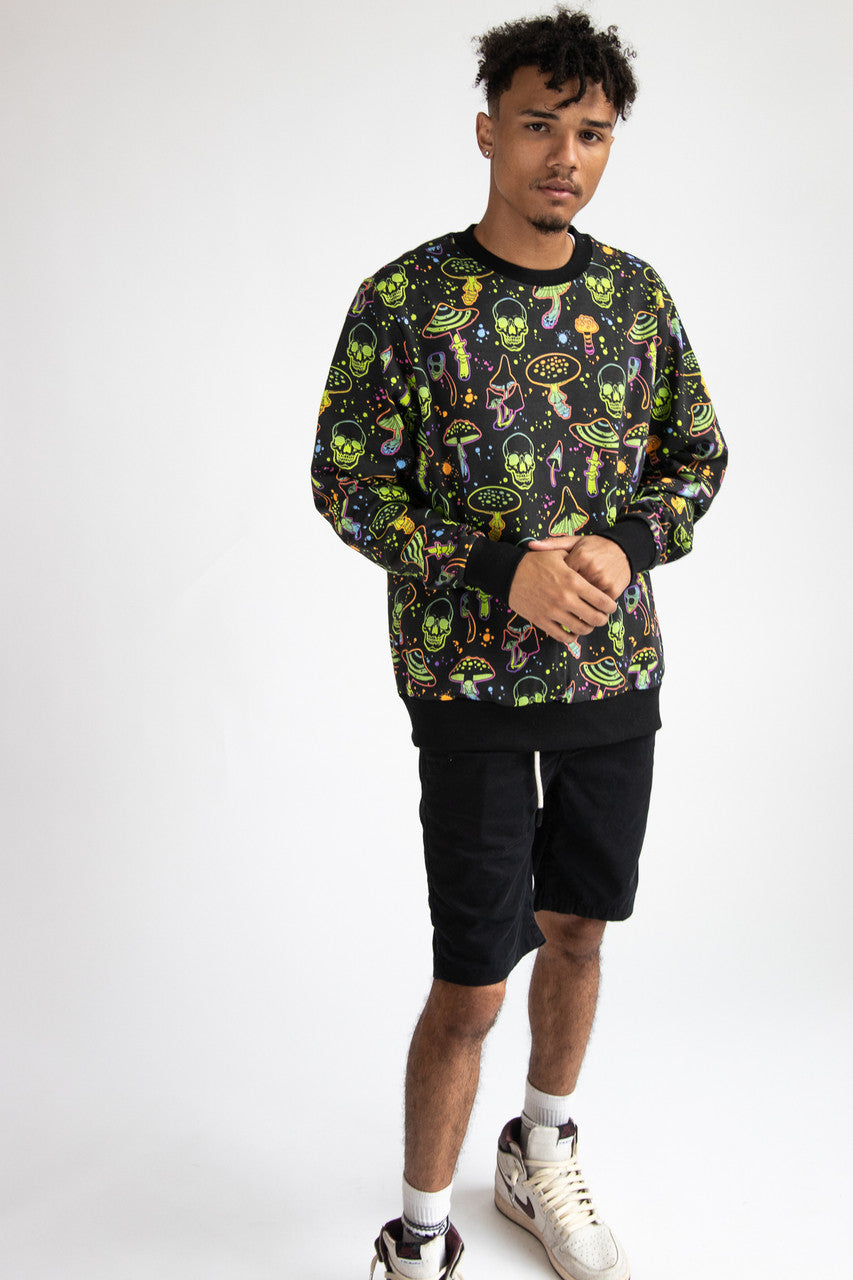 Neon Mushrooms & Skulls Sweatshirt