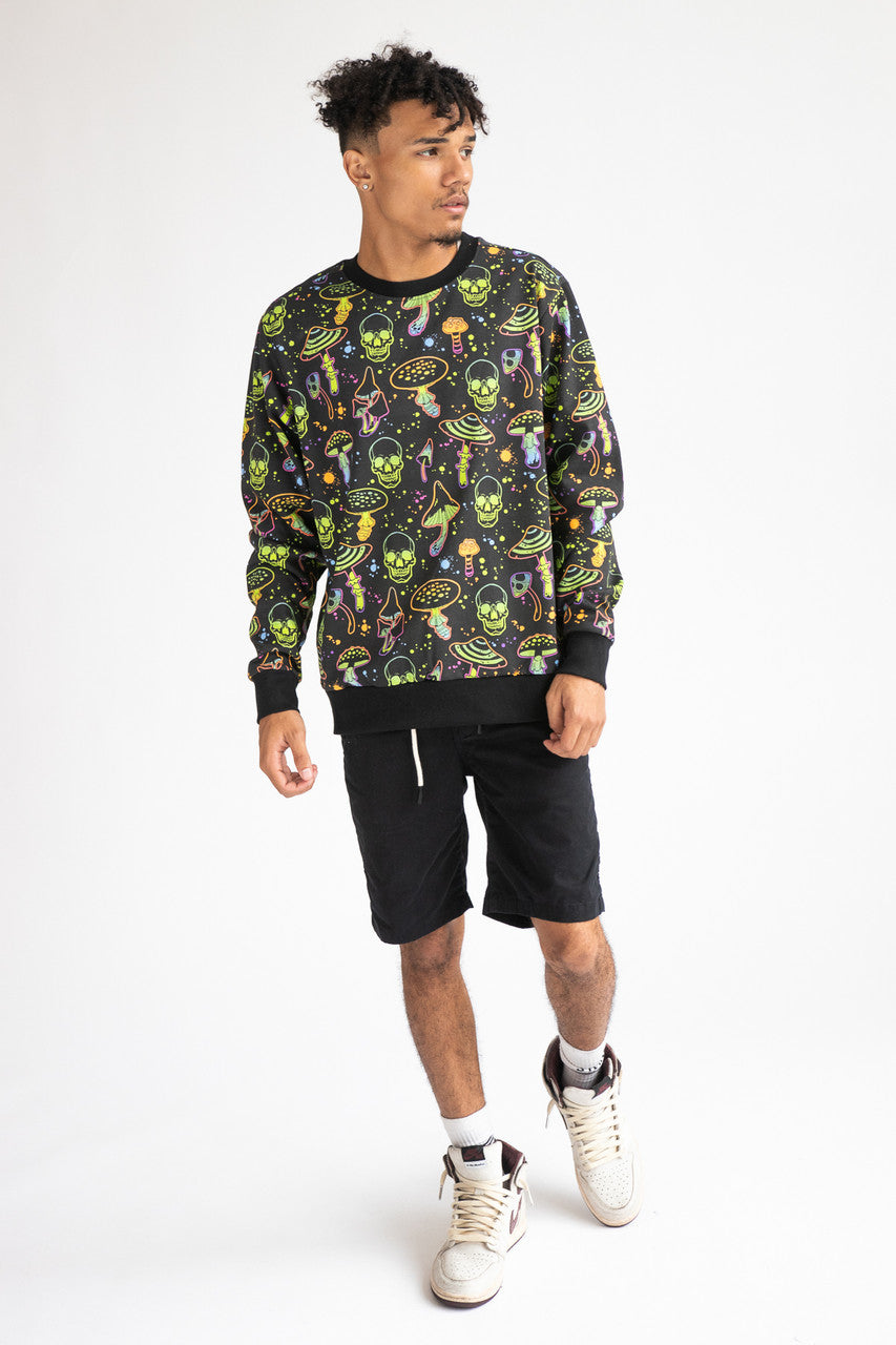 Neon Mushrooms & Skulls Sweatshirt
