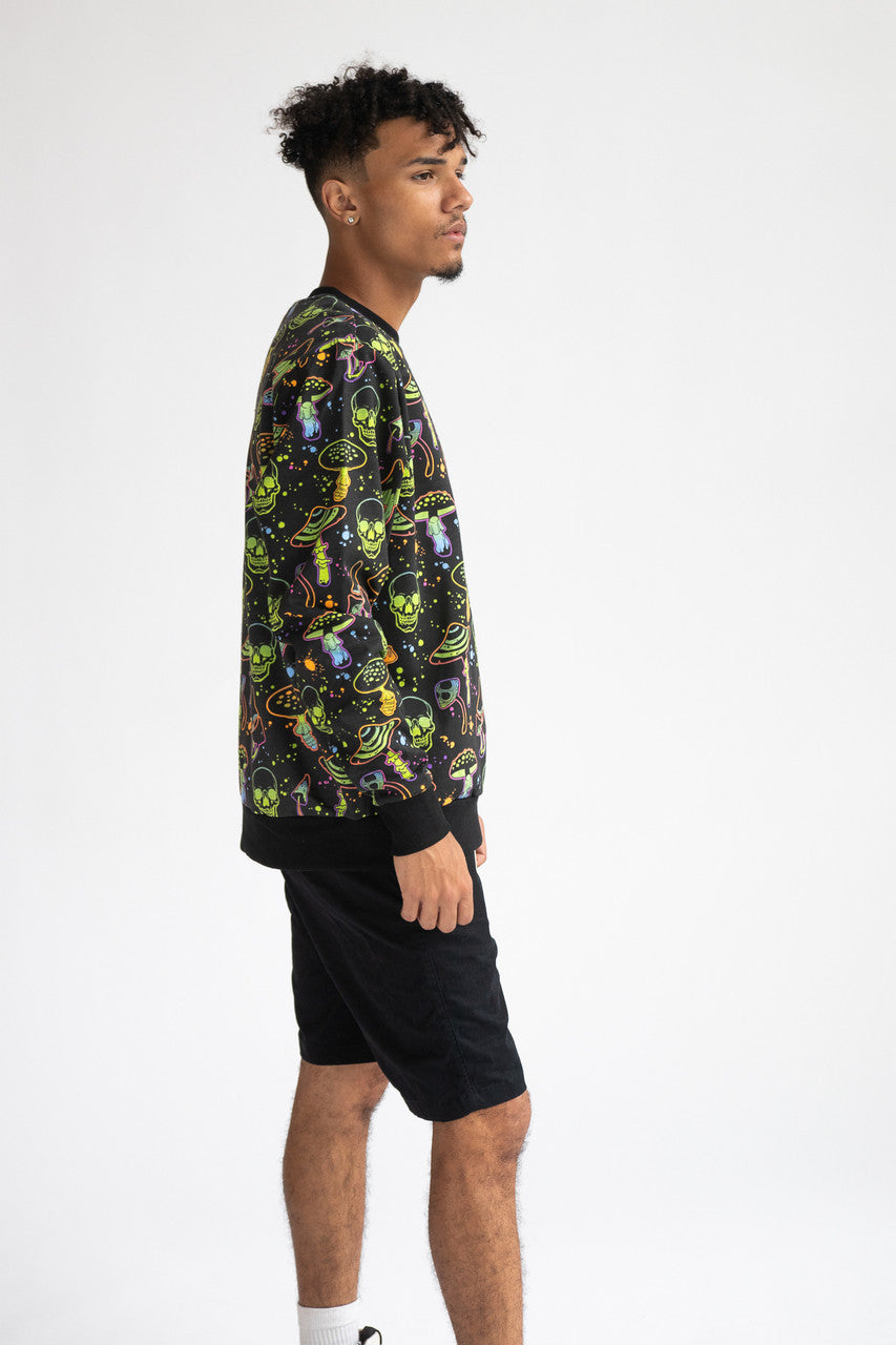 Neon Mushrooms & Skulls Sweatshirt